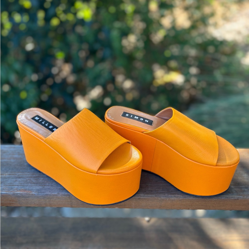 Simon Miller Blackout Orange Platform Shoes with Chunky Sole - sandals slides